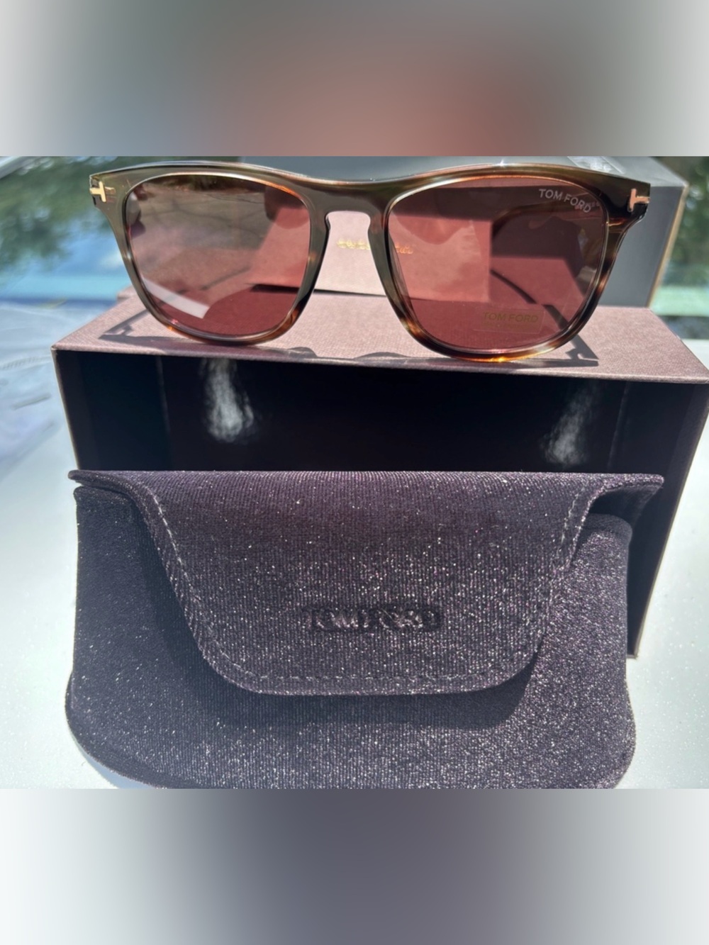 NEW with box authentic Tom Ford Brown Tortoiseshell Sunglasses with Brown Lenses